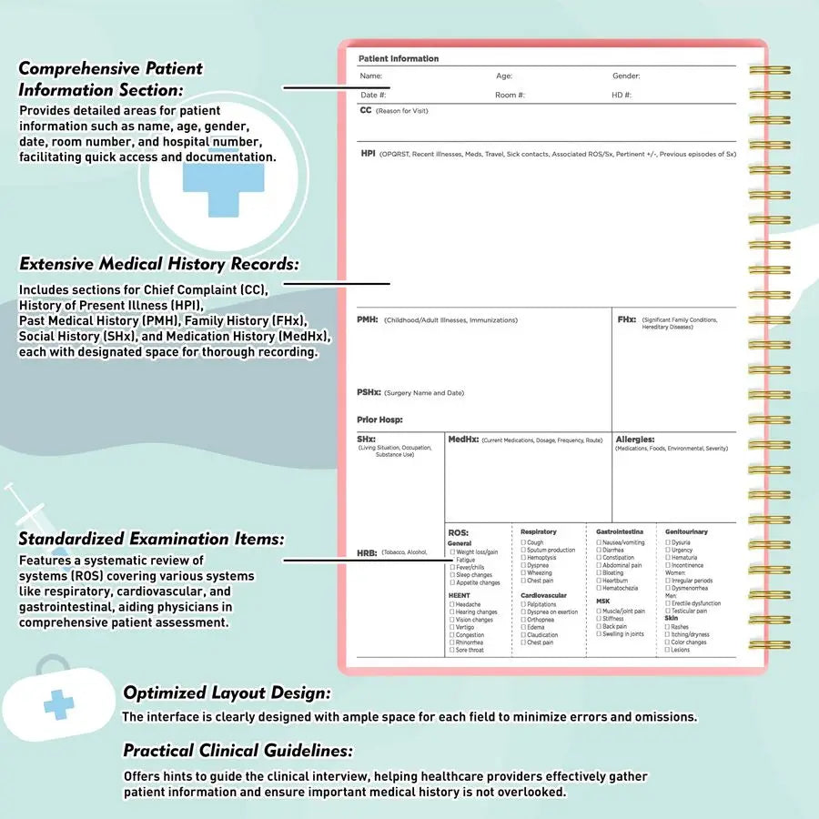Medical History And Physical Notebook For Medical Professionals