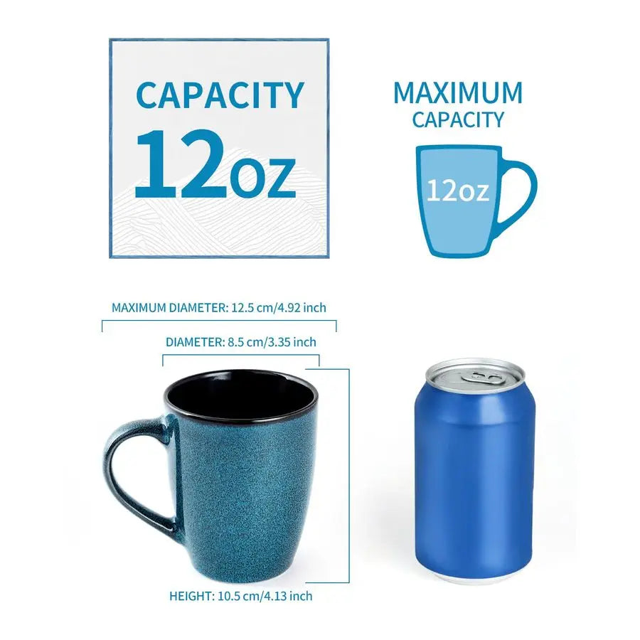 Ceramic Coffee Mugs Set Of 6 With Easy Grip Handles