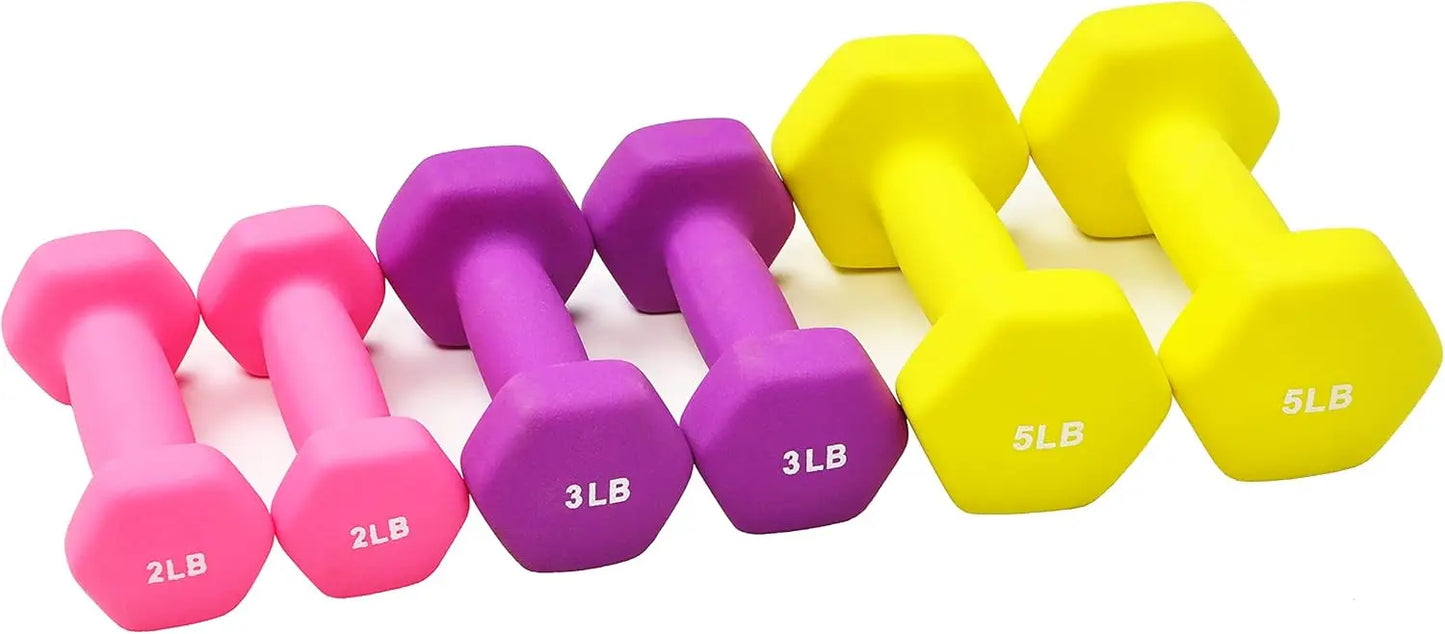 Neoprene Dumbbell Set With Stand SixPiece For Home Workouts