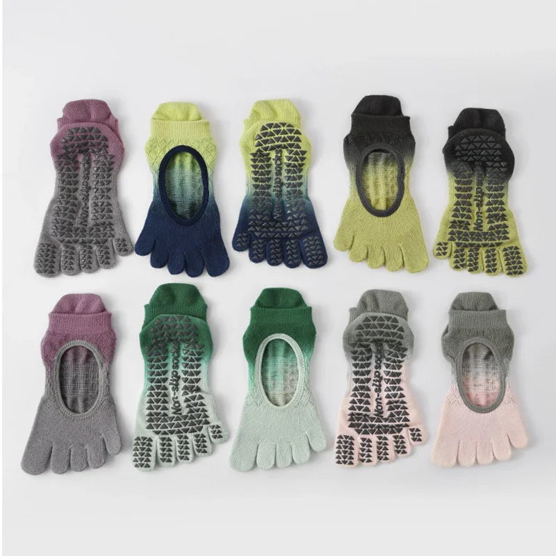 Women Pilates Five-Toe Socks Non-Slip Silicones Low-Ankle