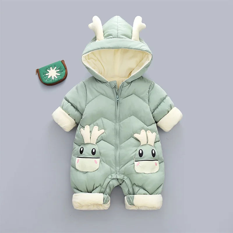 Newborn Hooded Winter Cotton Polyester Romper Unisex Baby Jumpsuit