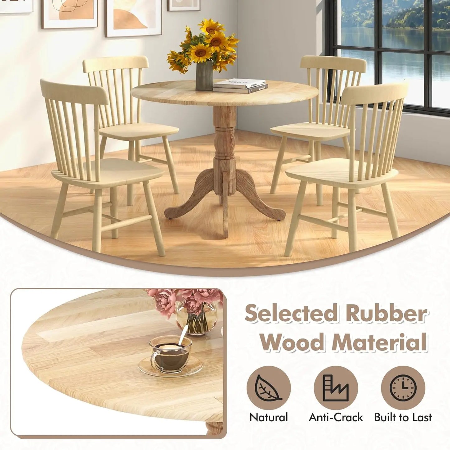 BIANXIANG Dining Table With Trestle Legs