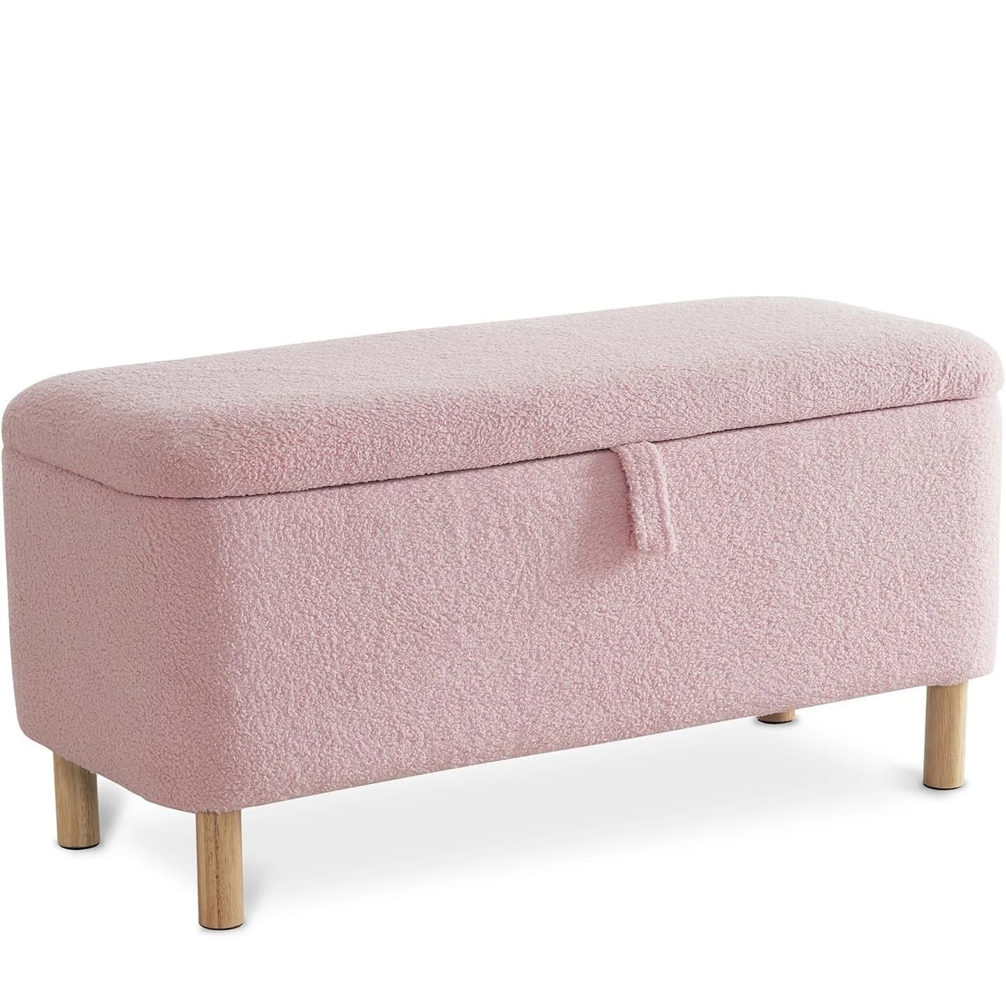 Todrani Boucle Storage Ottoman Bench With Sherpa Upholstery Entryway