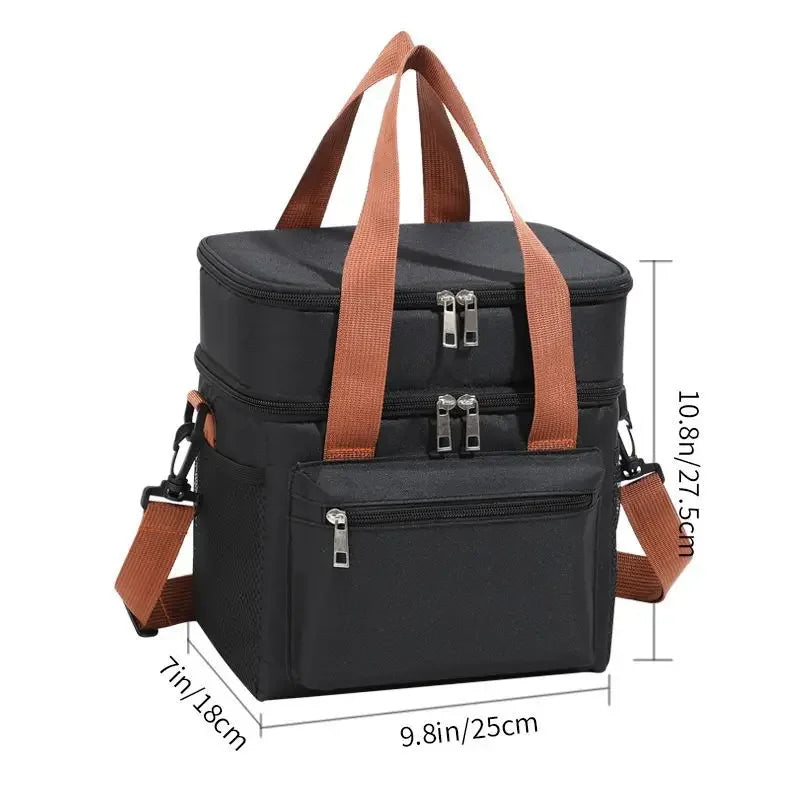 Thermal Lunch Bag With Double Layer Design And Portable Cooler