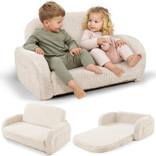 Convertible Kids Sofa Bed Foldable Toddler Couch High Density Foam