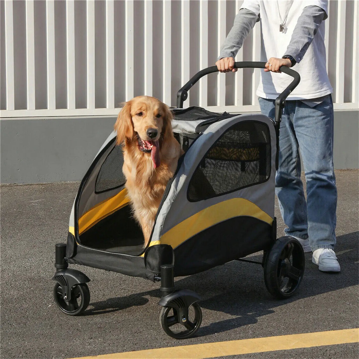 Heavy Duty Dog Stroller Foldable Pet Trolley Carrier Jogger Cart