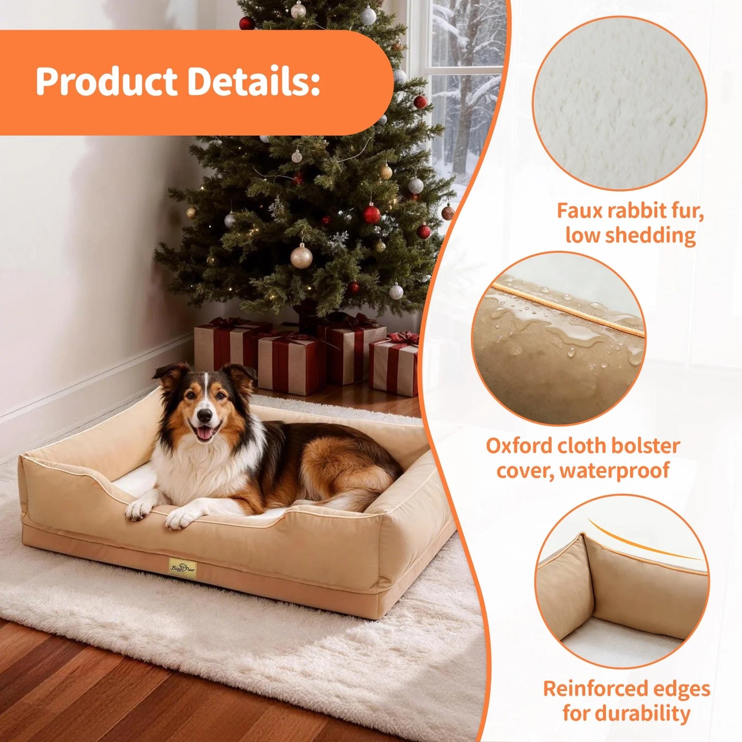 BINGOPAW Waterproof Orthopedic Dog Bed With Removable Cover