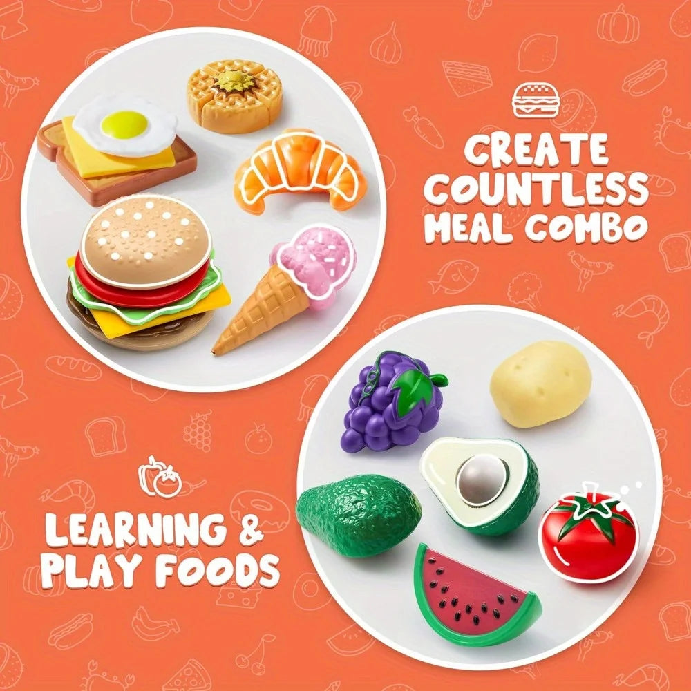 Joyfy 50 Piece Kitchen Toy Set Pretend Food Accessories