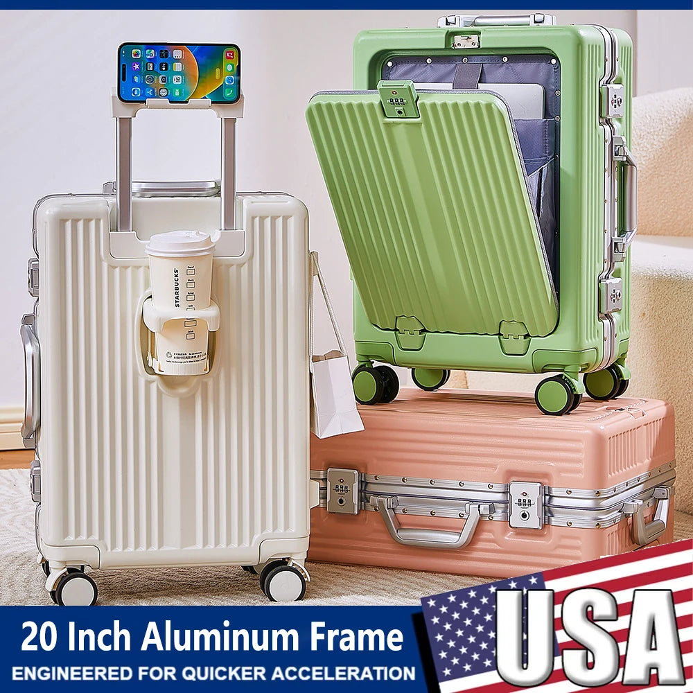 Aluminum Rolling Cabin Luggage With Spinner Wheels And TSA Lock