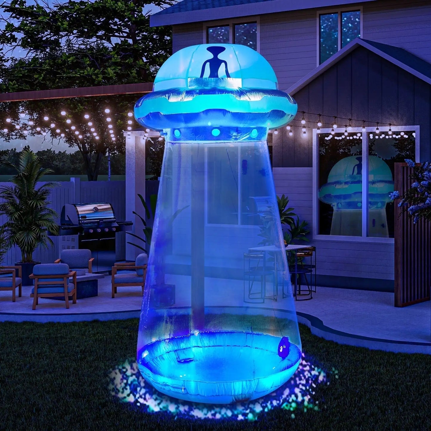 Joyfy Halloween Inflatable UFO Yard Decoration With Built In LEDs