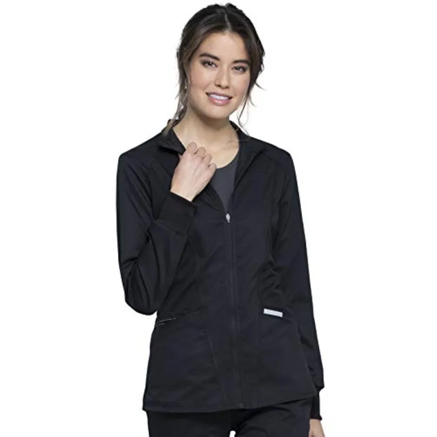 Cherokee Scrub Jacket Women Zip Front Medical Uniform Mesh Detail Ultra Soft