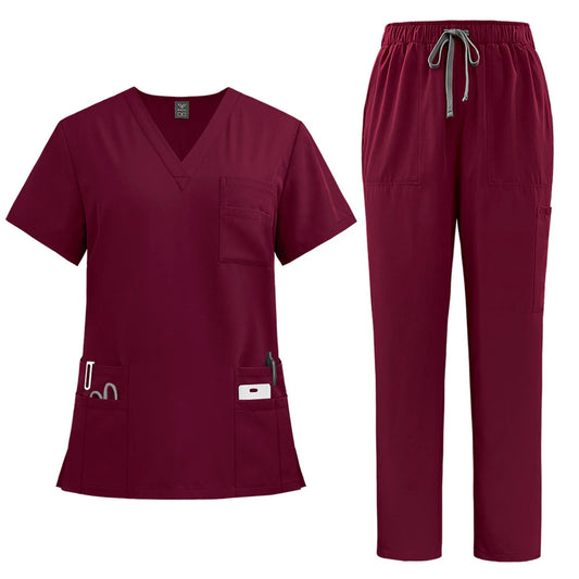 Eillysevens Women's Quick Dry Nurse Uniform Set V Neck