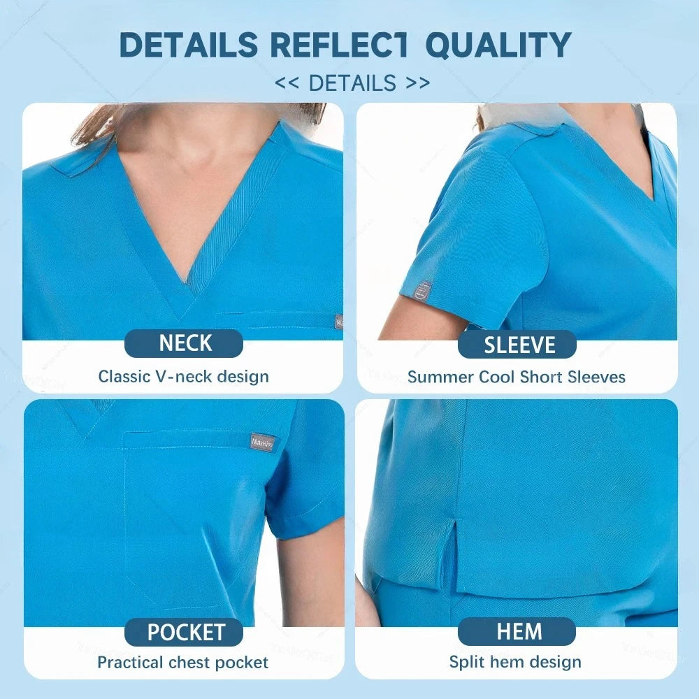 Nurse Scrub Set Women Men Jogger Pants Medical Uniforms