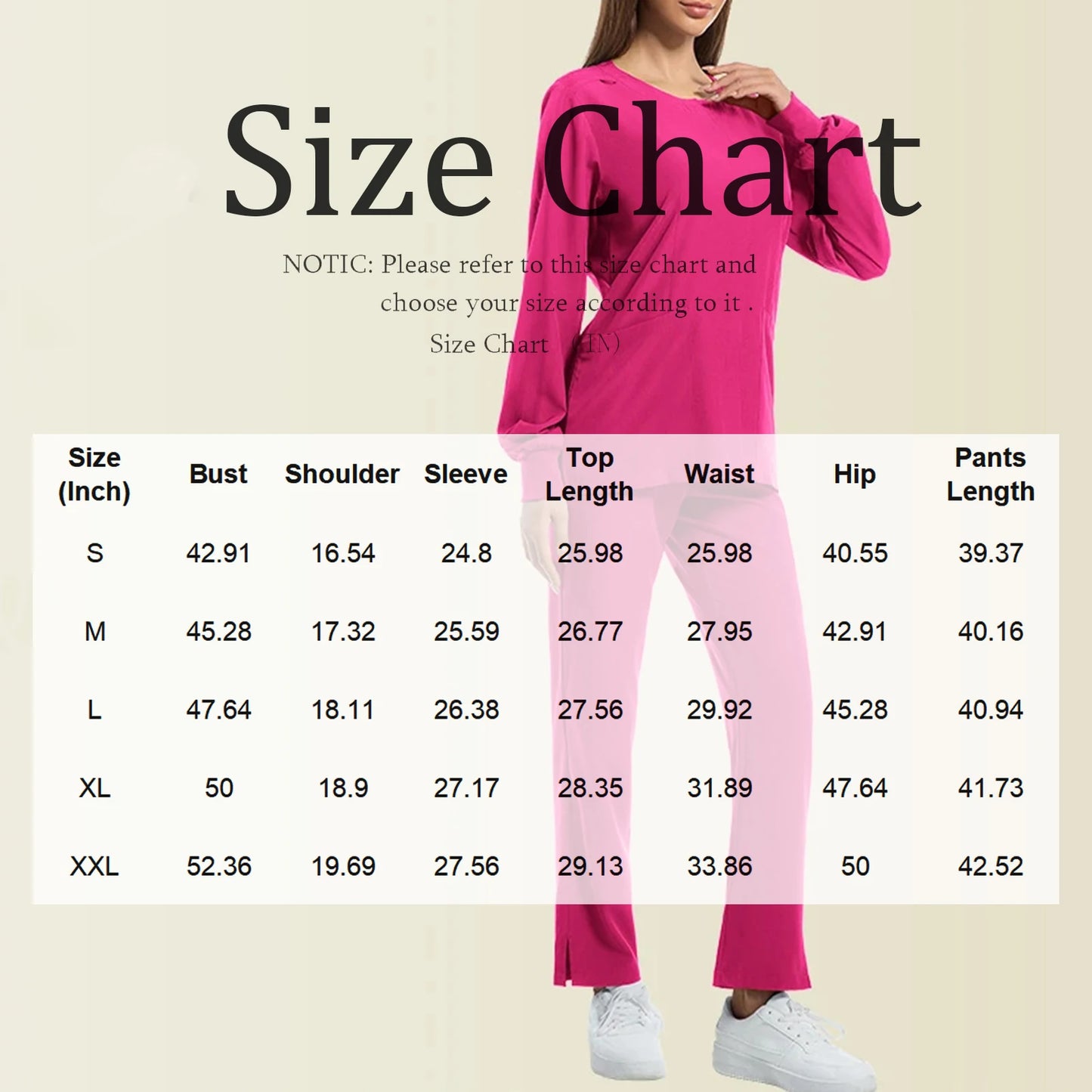 Women's Nurse Scrub Set Round Neck Long Sleeve With Pockets