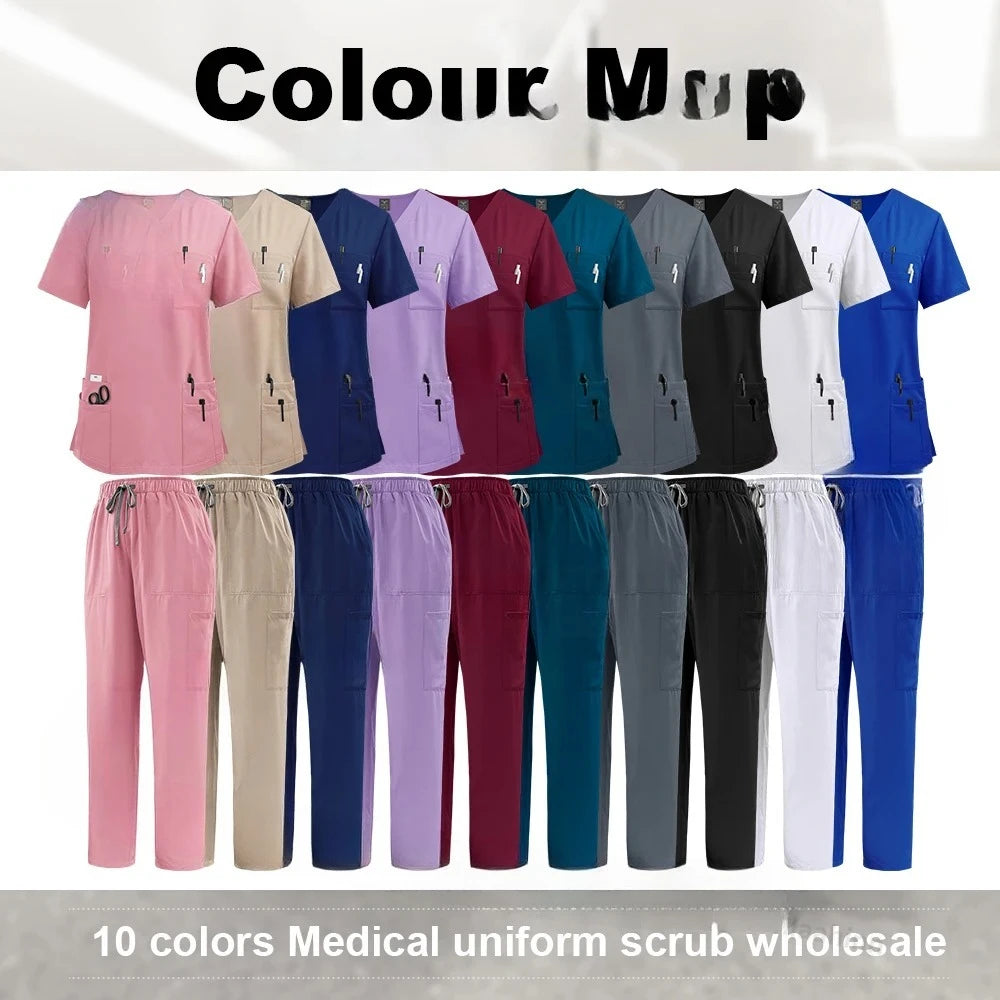 Medical Scrubs Set for Women Unisex Nurse Uniforms