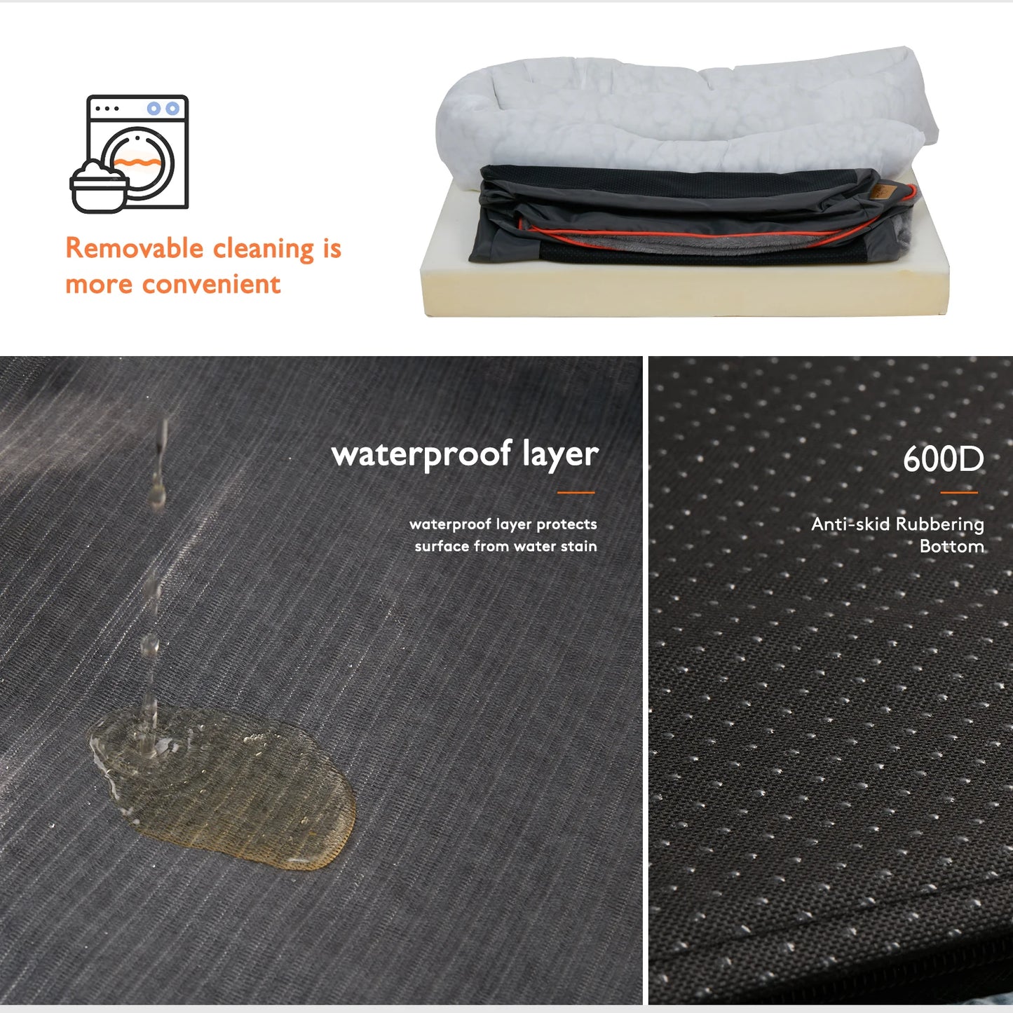 BINGOPAW Waterproof Dog Bed With Removable Washable Fleece Cover