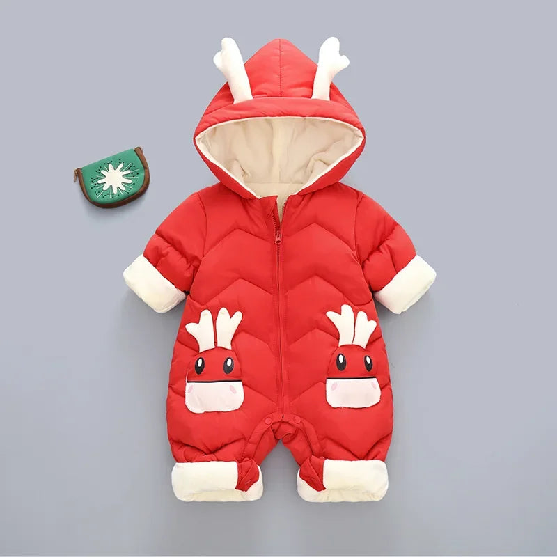 Newborn Hooded Winter Cotton Polyester Romper Unisex Baby Jumpsuit