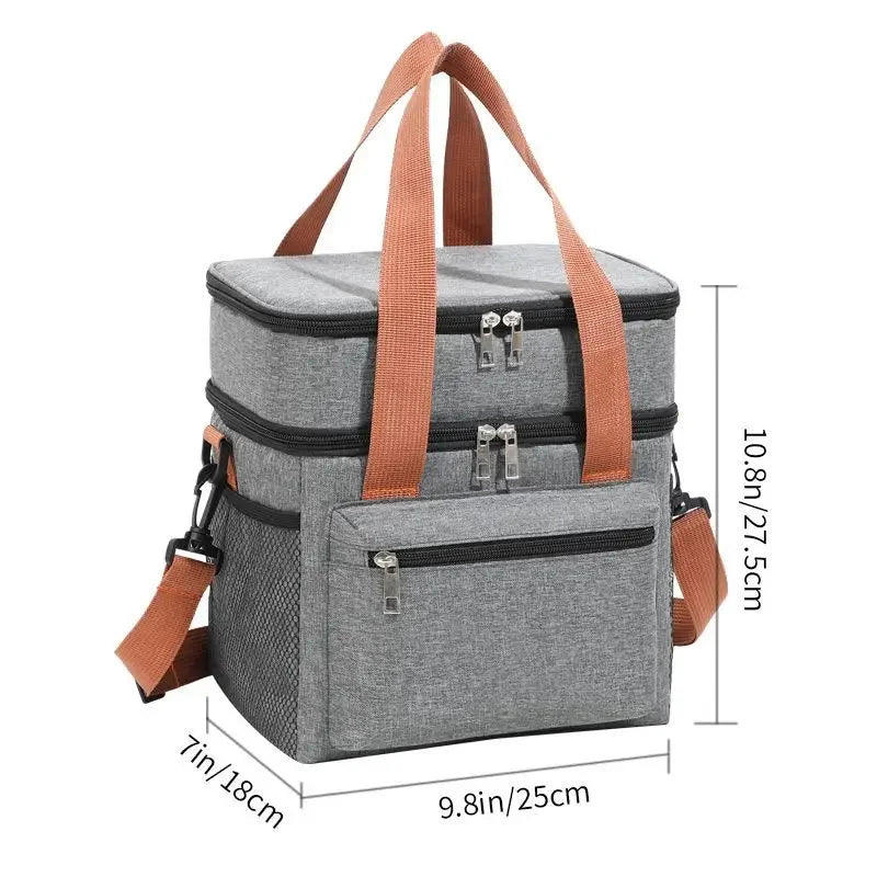 Thermal Lunch Bag With Double Layer Design And Portable Cooler