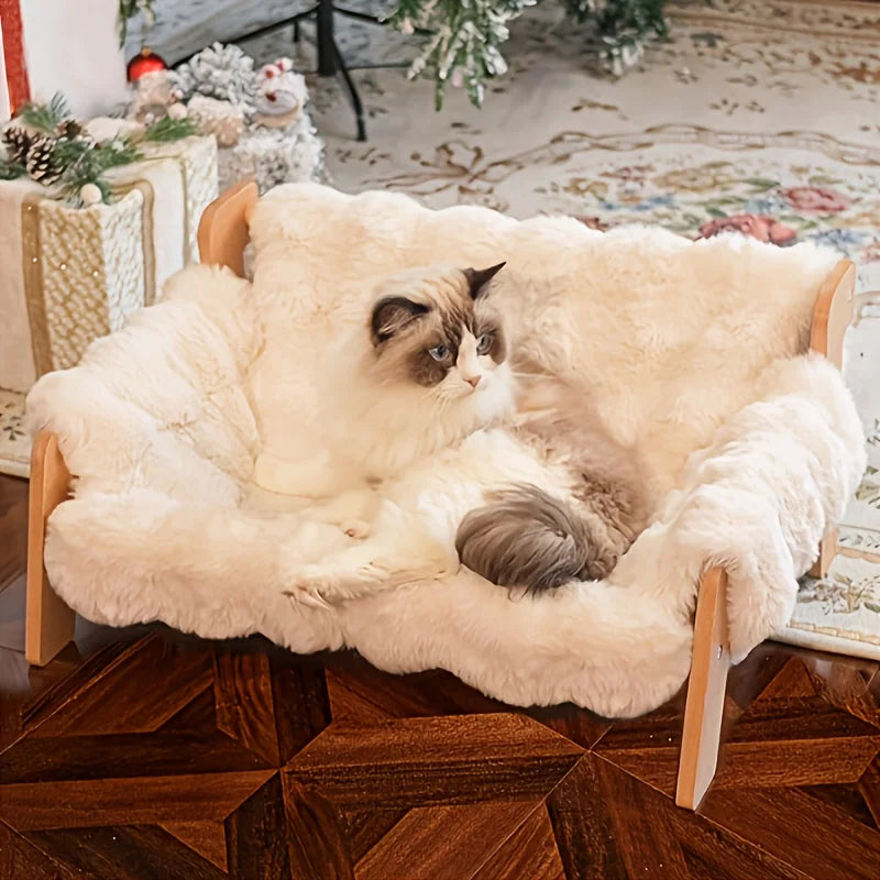 Raised Solid Wood Pet Couch Bed Cats And Small Dogs