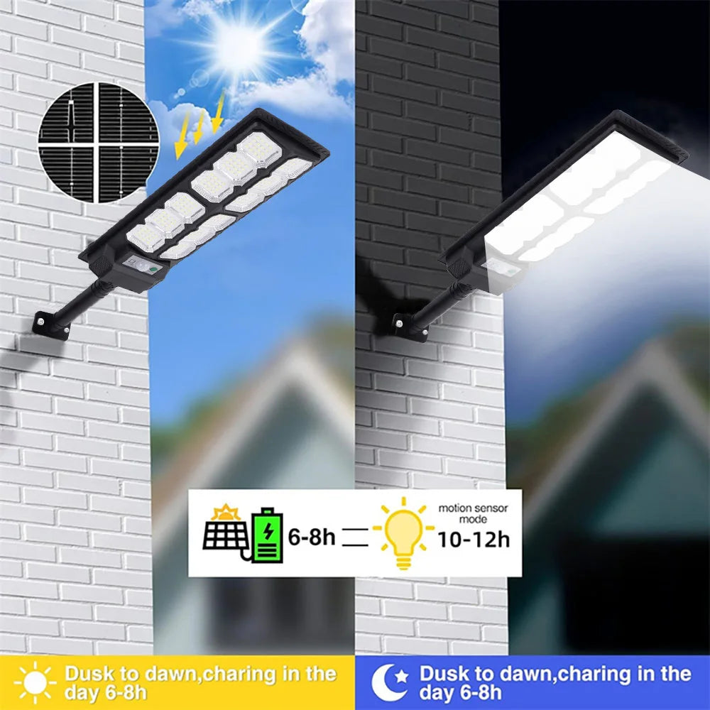 Solar Street Lights Waterproof 192LED Dusk To Dawn Motion Sensor