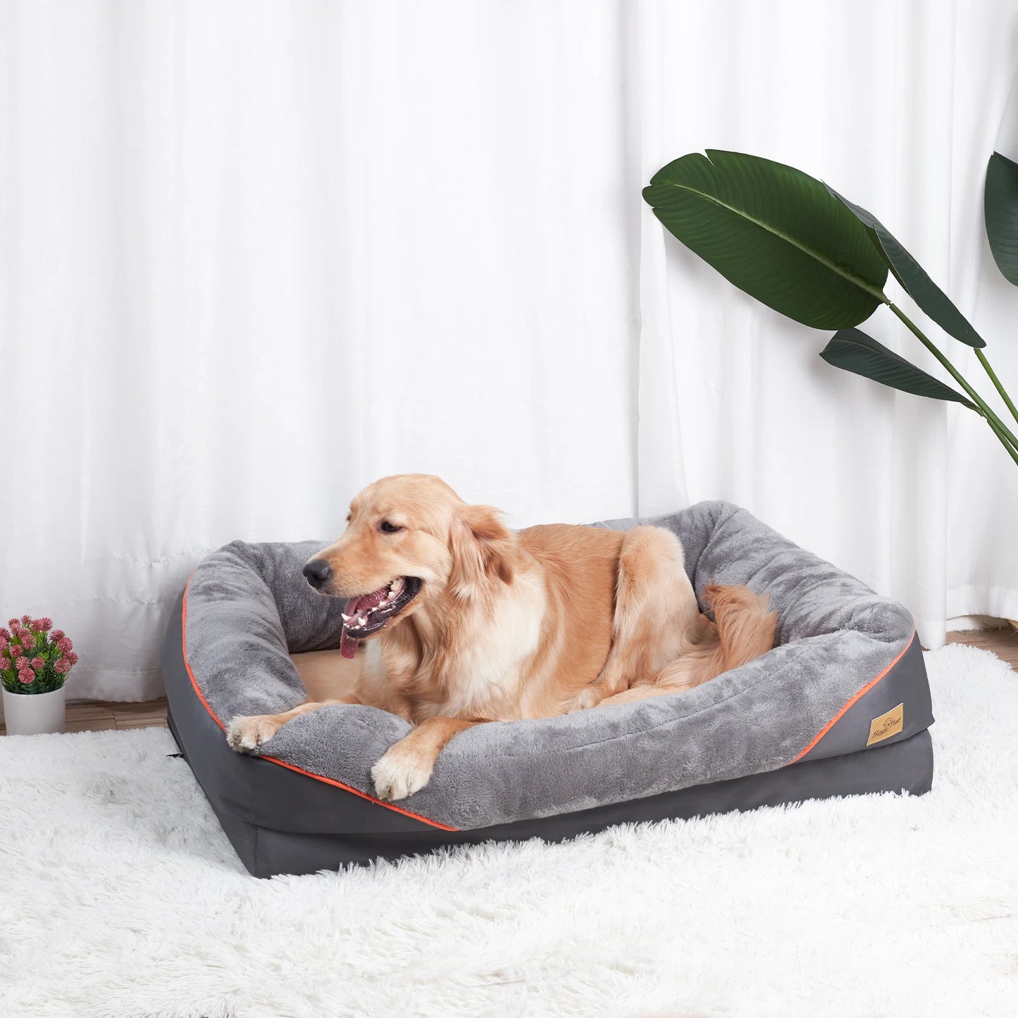 BINGOPAW Waterproof Dog Bed With Removable Washable Fleece Cover