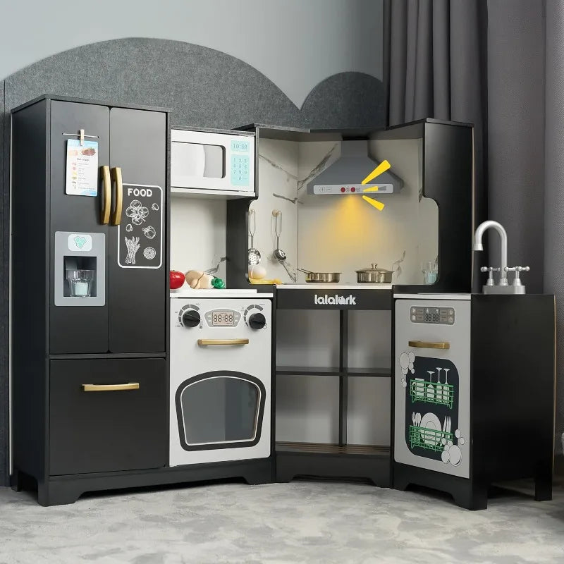 Joyfy Toddlers Wooden Corner Kitchen Pretend Playset