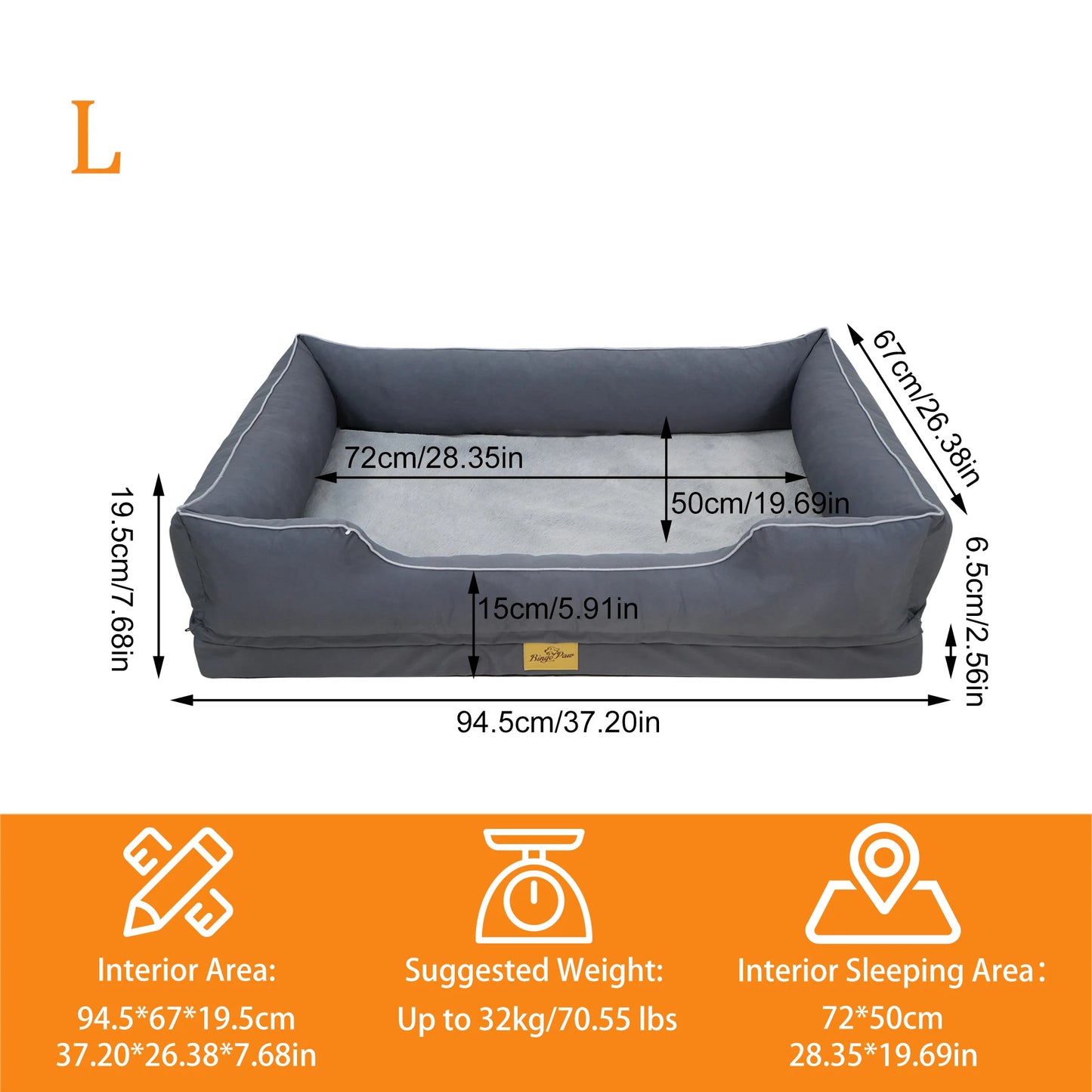 BINGOPAW Waterproof Orthopedic Dog Bed With Removable Cover
