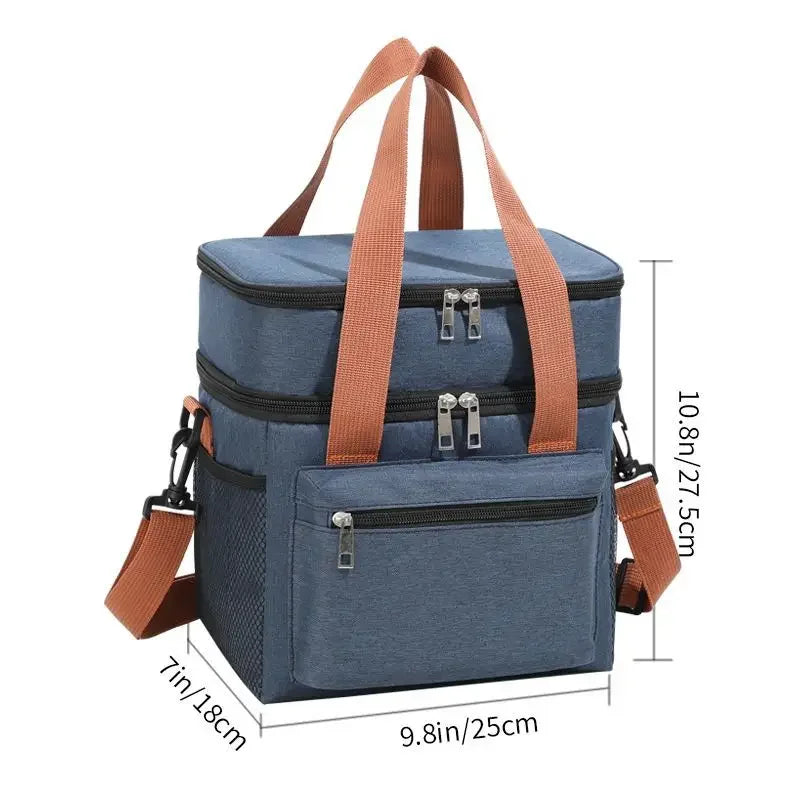Thermal Lunch Bag With Double Layer Design And Portable Cooler