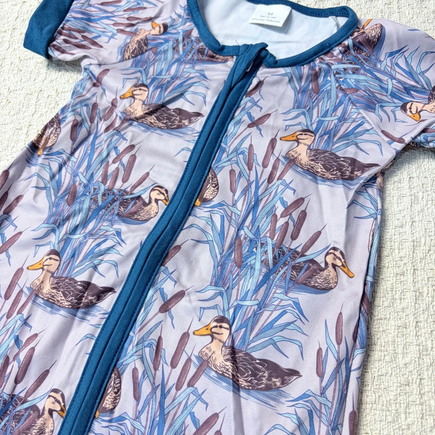 Baby Boy Summer Zipper Romper With Duck Design