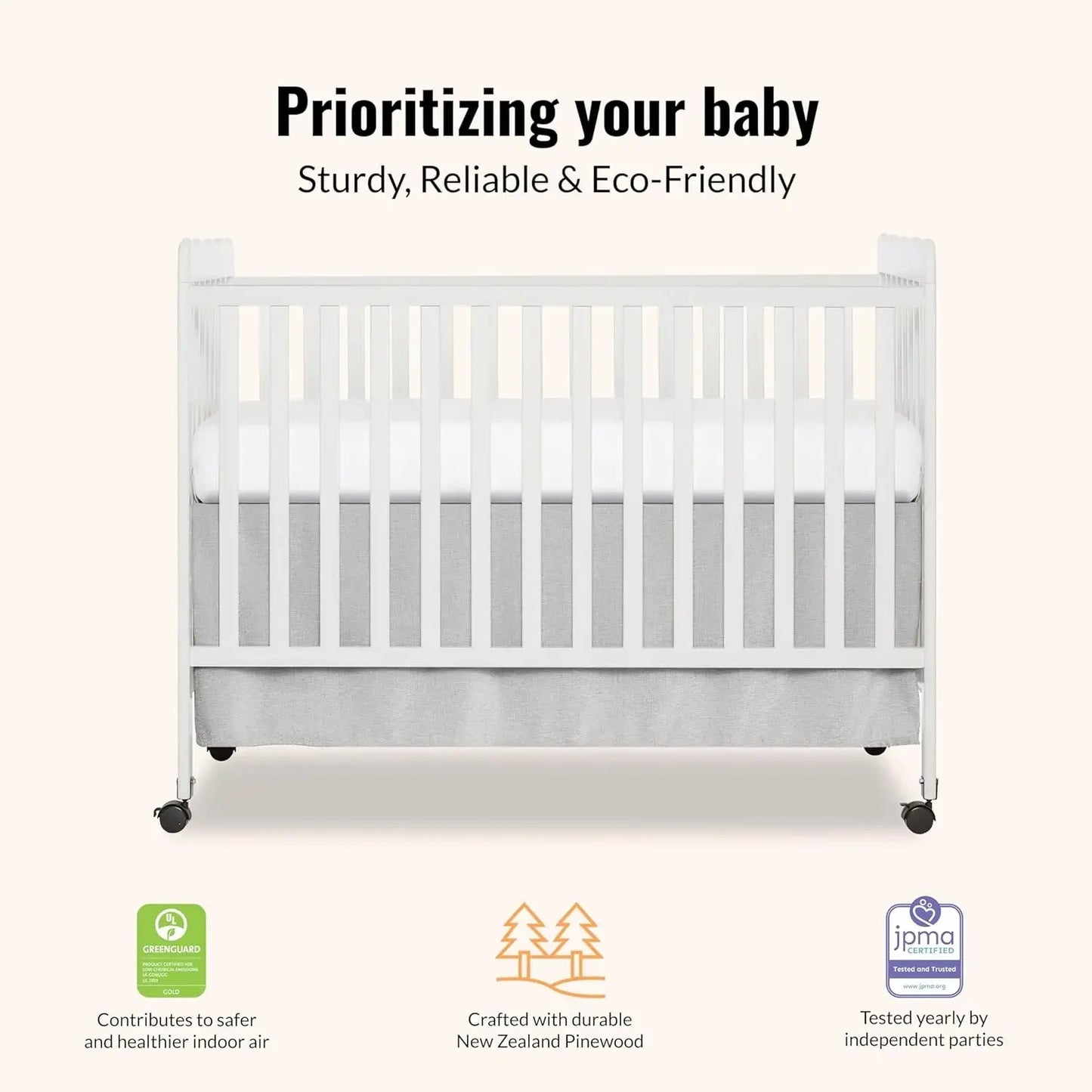 Carson Classic 3in1 Convertible Baby Crib Greenguard Gold JPMA