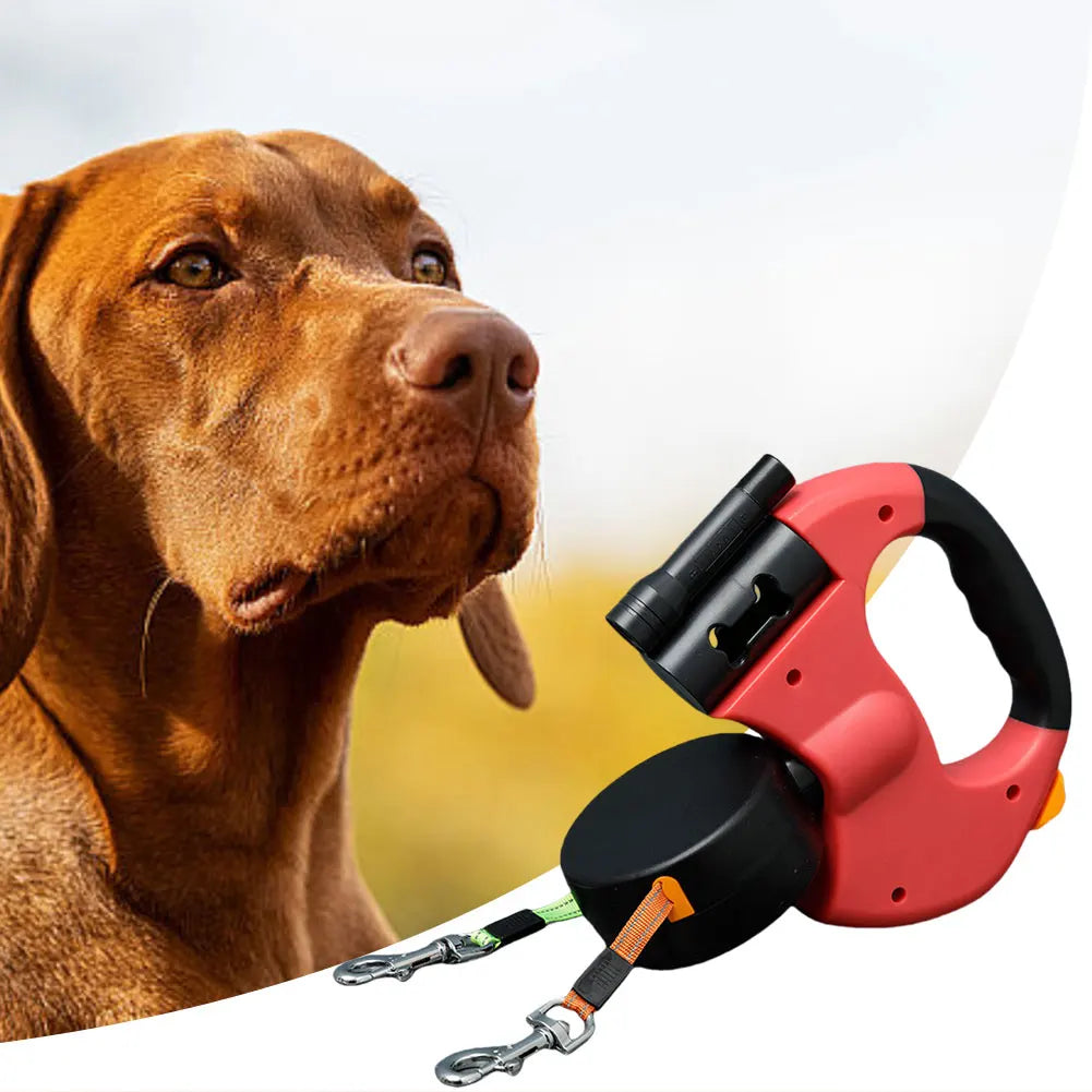 Alloet Double Headed Traction Dog Leash With LED Light Retractable