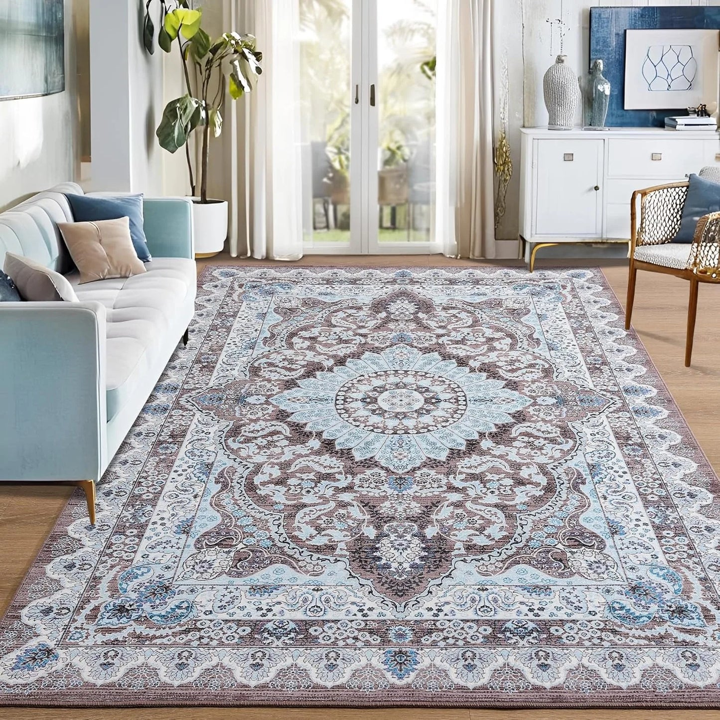 Living Room Carpet Machine Washable Soft Non-slip Floor Mat Bohemian Style Printed Pattern Rug Large Area Home Decor Mats Ковер