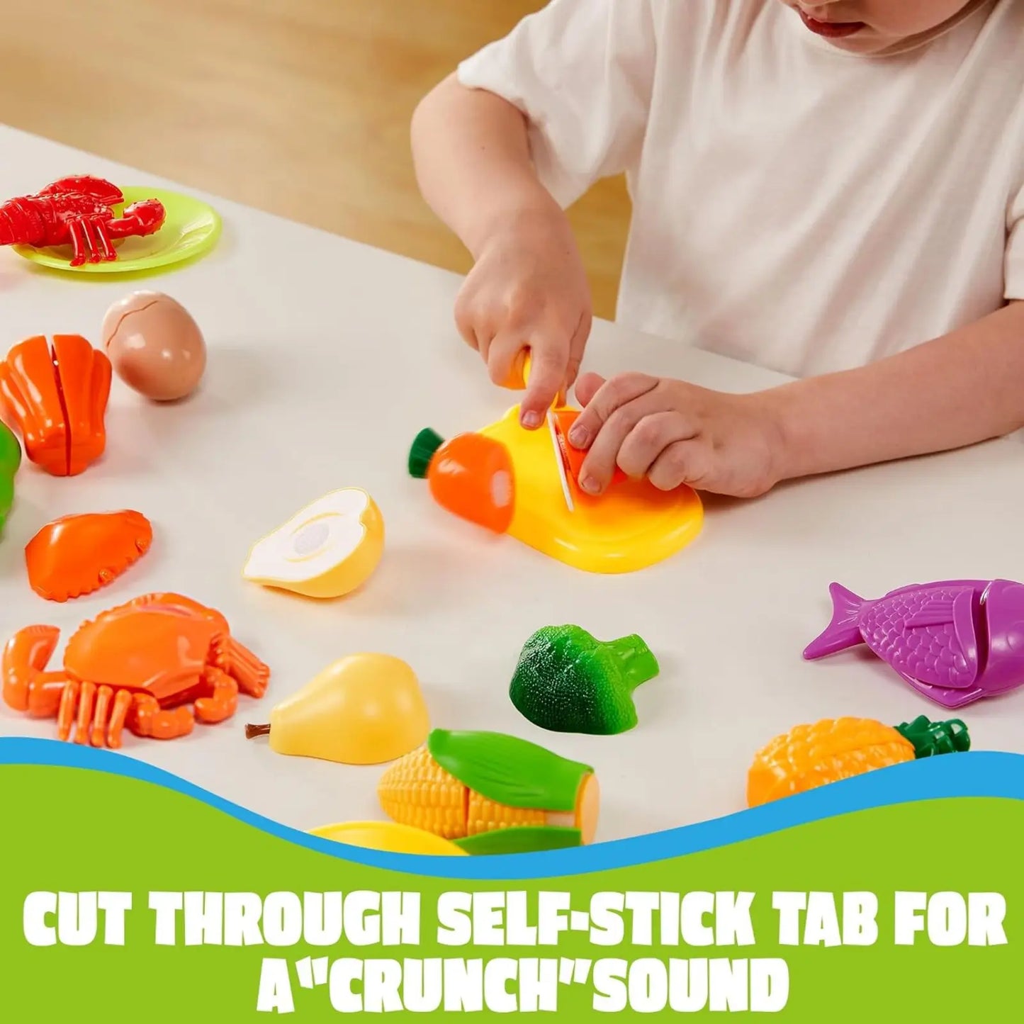 Jovow Fruit Cutting Toy Set for Kids Vegetable Play Kitchen
