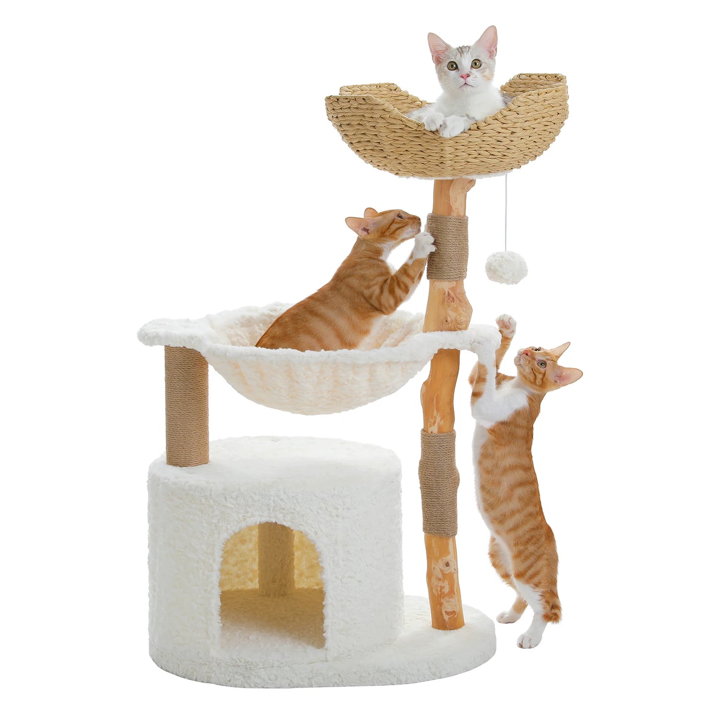 PAWZ Road Modern Cat Tree Tower With Solid Wood Scratching Posts