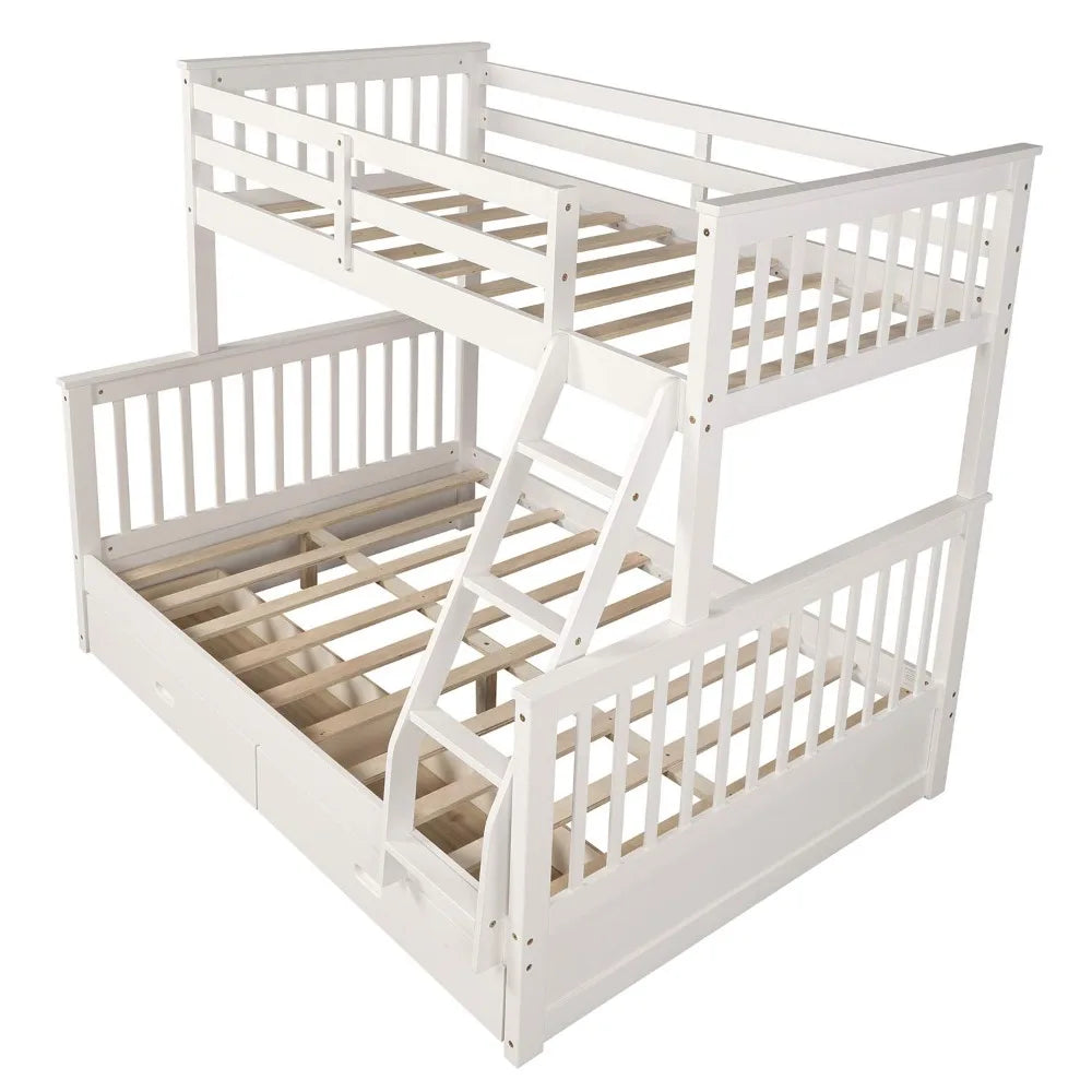 XIAOLANG Twin Over Full Bunk Bed With Drawers And Ladder