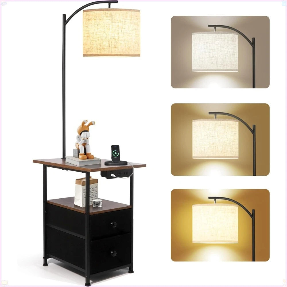 Floor Lamp Table Two Drawers Reading Lamp Three Temperature Settings