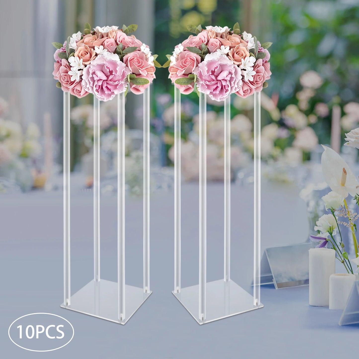 Acrylic Vase Wedding Centerpieces Set Geometric Clear Flower Stands