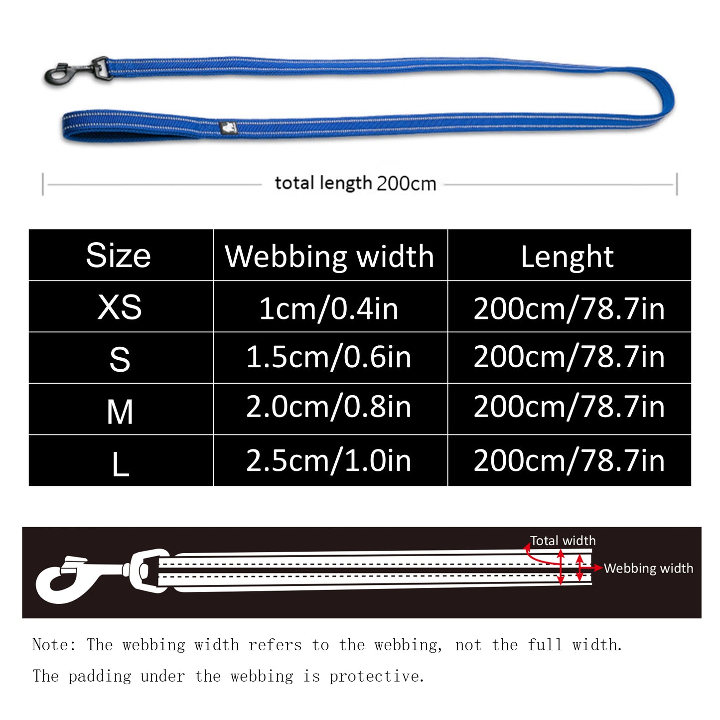 Truelove Reflective Padded Nylon Leash For Dogs And Cats