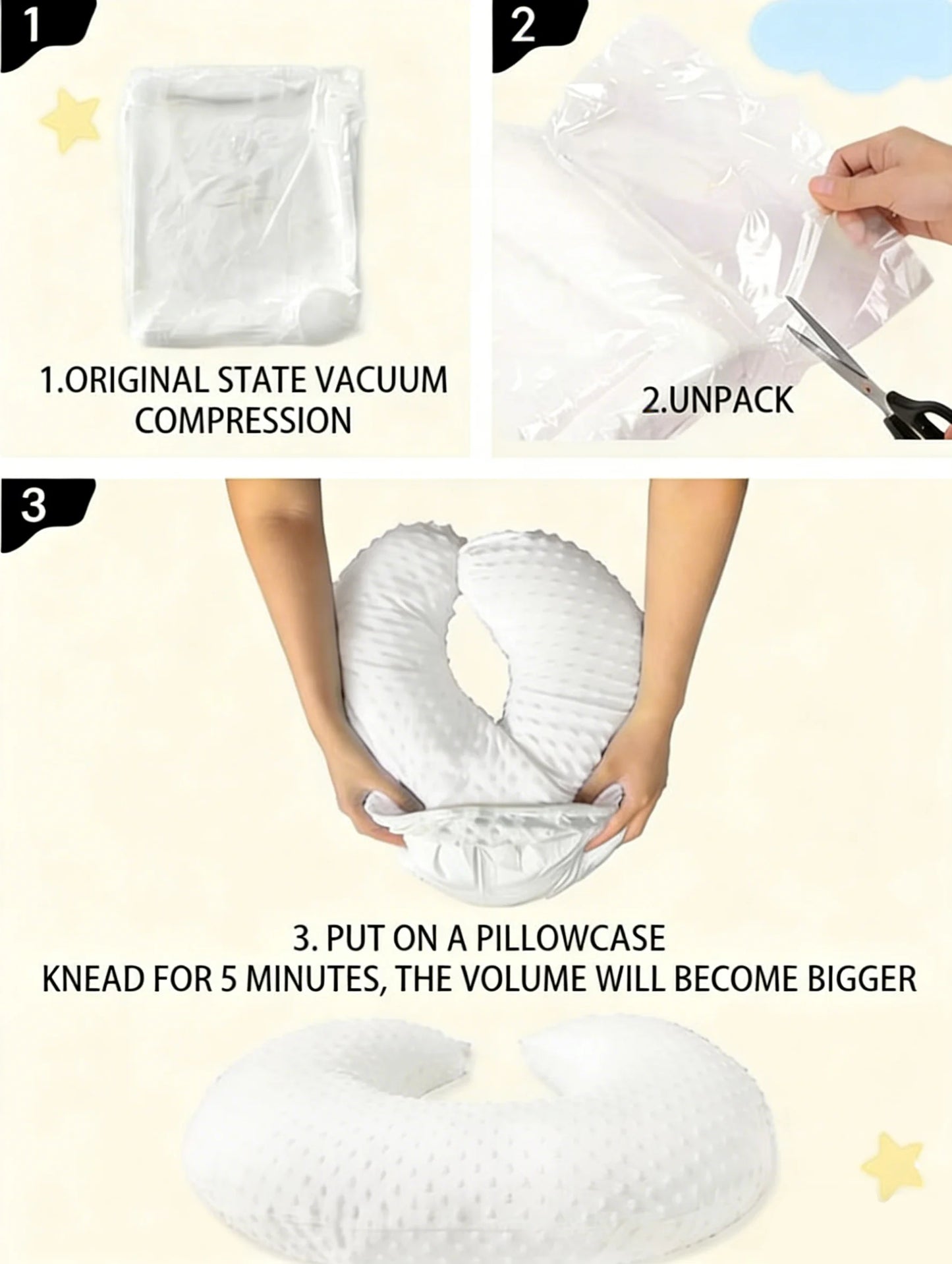 Soft Nursing Pillow With Star Quilting