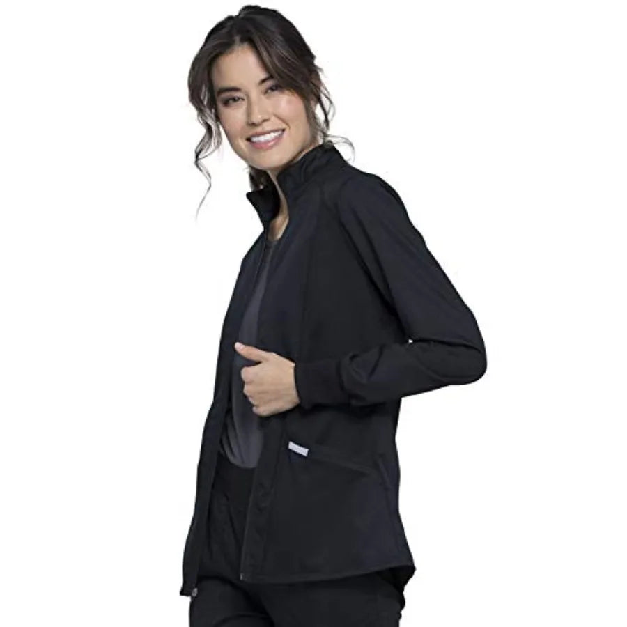 Cherokee Scrub Jacket Women Zip Front Medical Uniform Mesh Detail Ultra Soft