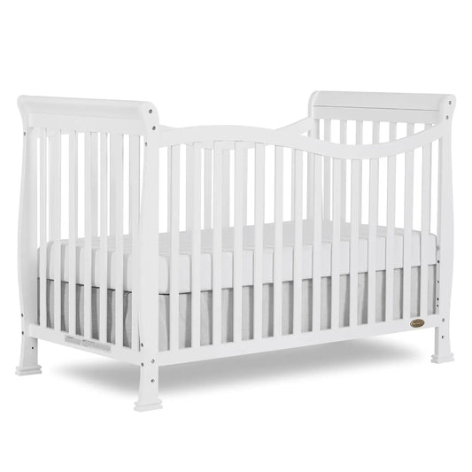 7-in-1 Convertible Full-Size Baby Crib in White, Greenguard Gold Certified, Adjustable Mattress Heights, Sustainable Pinewood