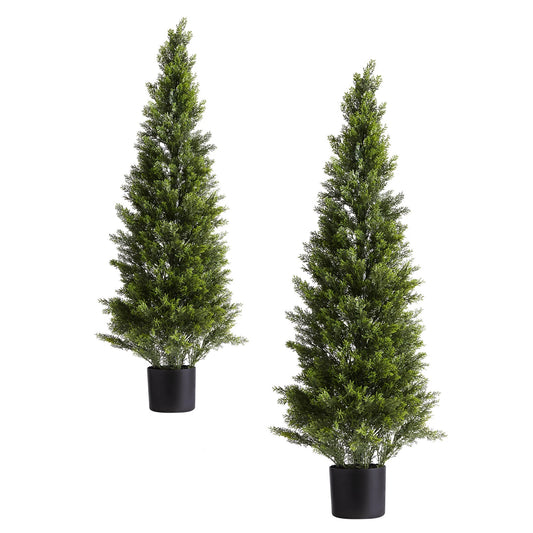 SucceBuy Artificial Topiary Cedar Trees Faux Pine Shrubs