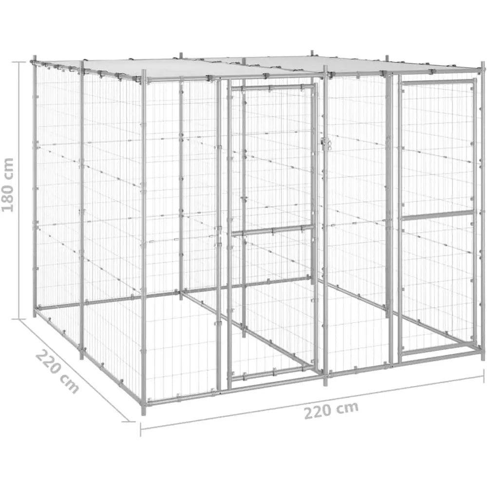 Sturdy Outdoor Metal Dog Crate With Lockable Roof