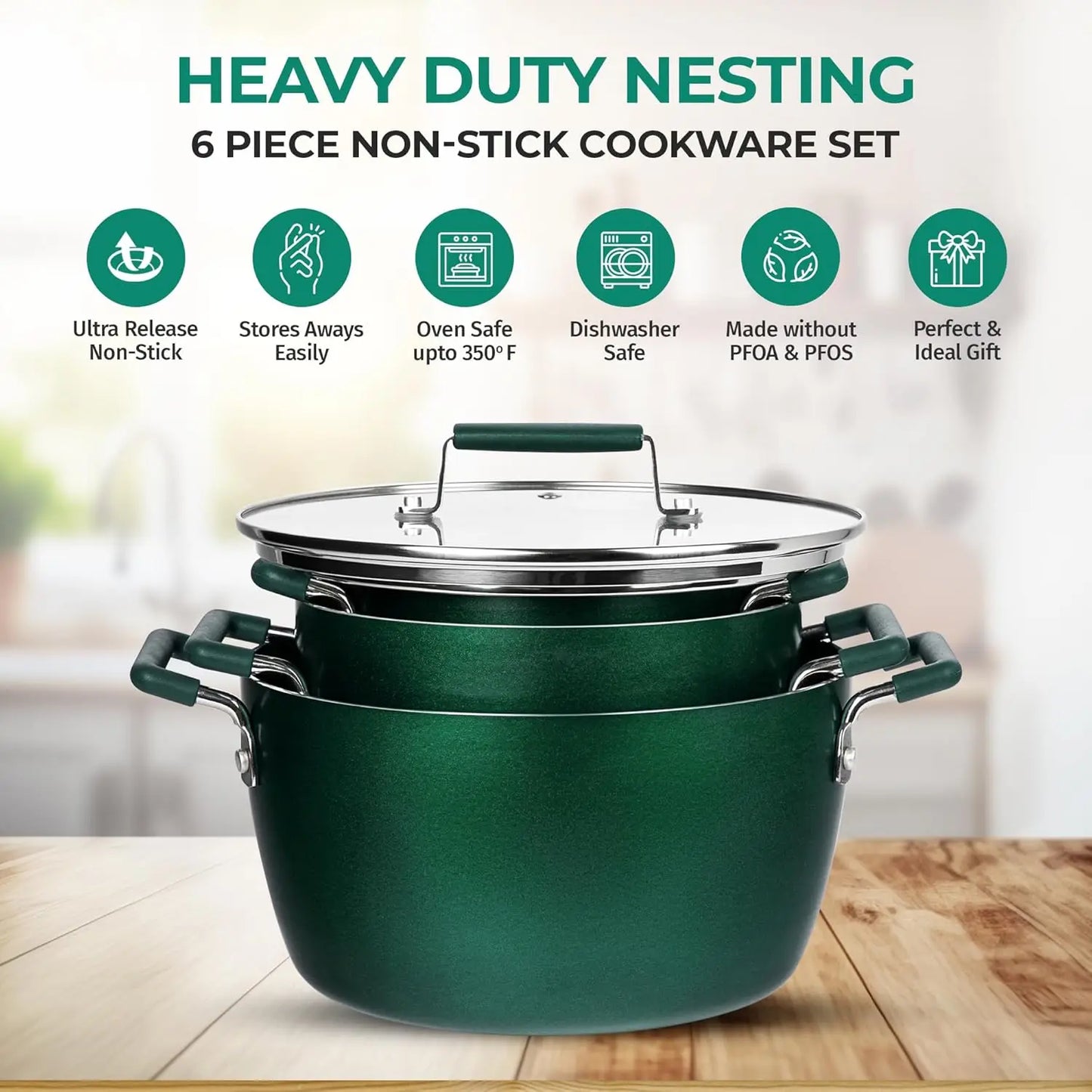 Granite Nonstick Cookware Set Complete Nesting Collection