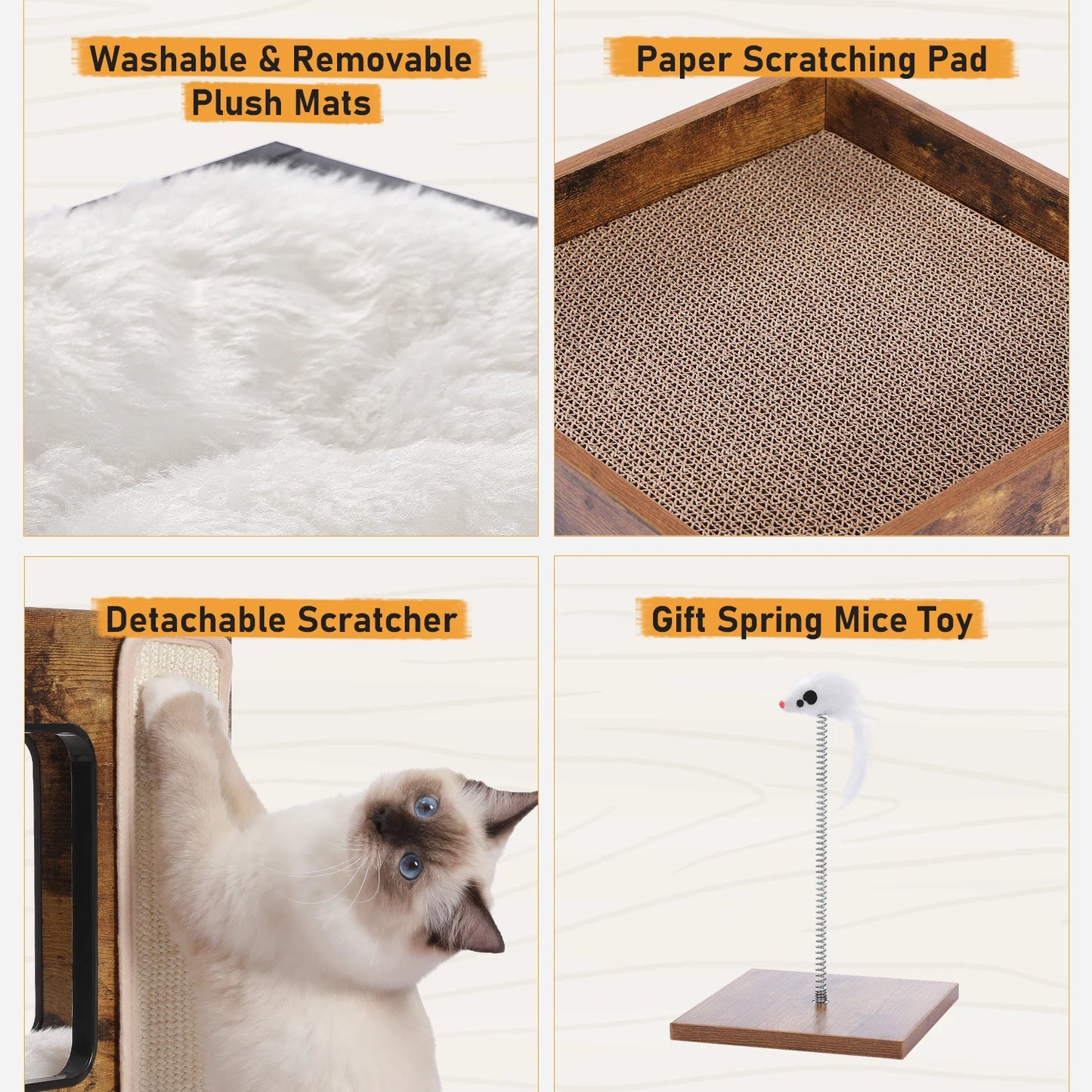 PAWZ Road Wood Cat Condo With Scratching Pad And Soft Mats