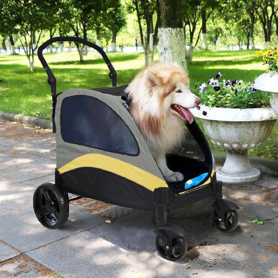 Heavy Duty Dog Stroller Foldable Pet Trolley Carrier Jogger Cart
