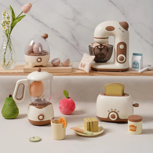 Rolife Robud Wooden Toy Kitchen Set With Toaster Mixer Blender