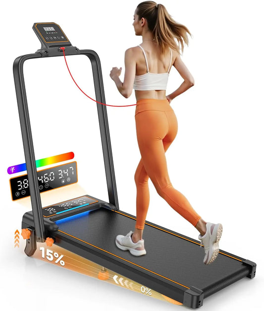 Treadmill Walking Pad With 15 Percent Incline And Led Display