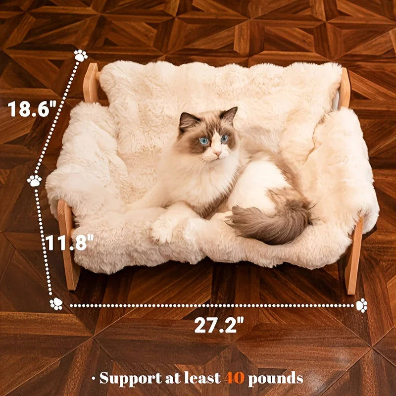Raised Solid Wood Pet Couch Bed Cats And Small Dogs