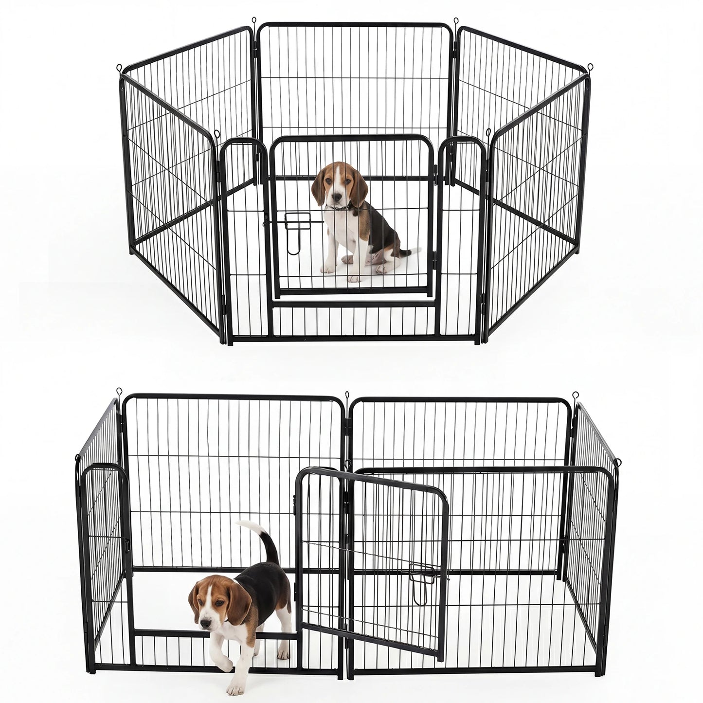 JHK Foldable 6-Panel Metal Dog Playpen For Indoor Outdoor Use